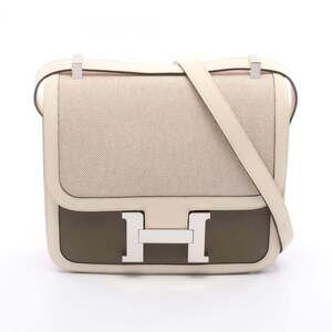 Hermes Constance 3 24 Nata Ecru Canopy Shoulder Bag Handbag Leather Canvas To...